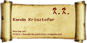 Kende Krisztofer névjegykártya